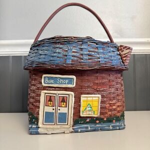 VTG Bake Shop Basket Store House Cottage Rustic w/ Chimney 1988 Rosenthal Netter